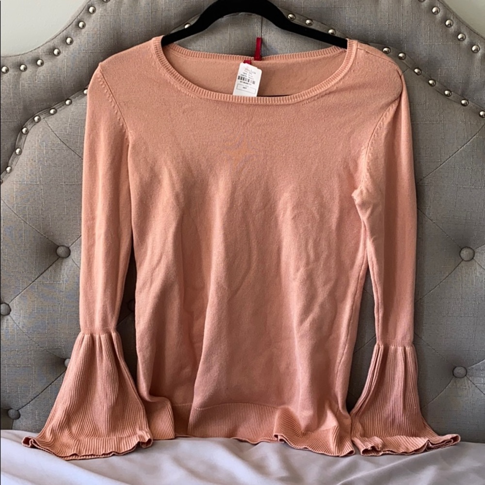 Peach sweater with flare sleeves